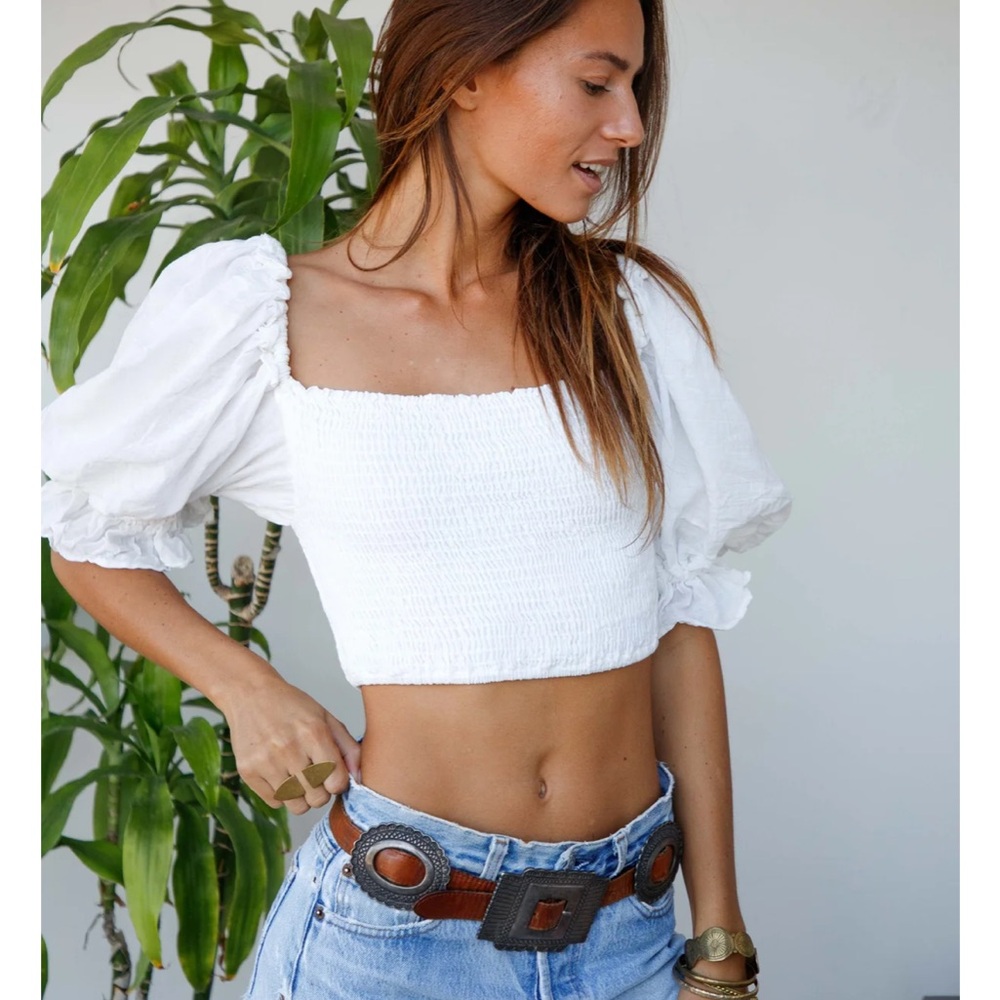 Jen's Pirate Booty Crisp White Puff Sleeve Blouse